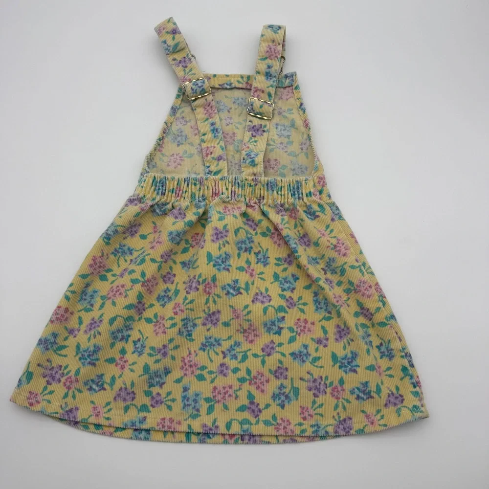 Vintage OshKosh B'Gosh 4T Floral Corduroy Jumper Dress Made USA 90s Cottagecore